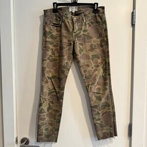 Current Elliott Camo Pants Brown Zip Fly Pockets Mid Rise Ankle Sz 28 Women's
